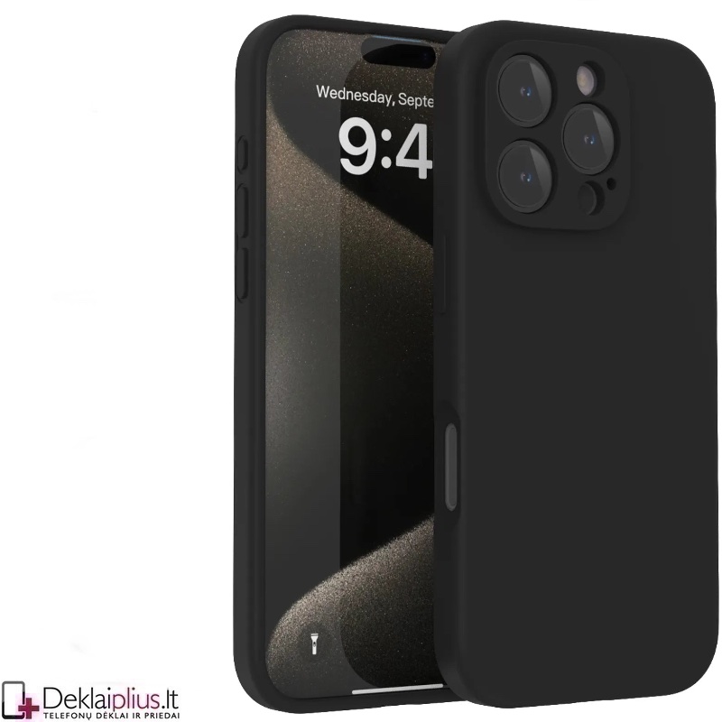 Silikoninis ploniausias dėklas su kameros apsauga - juodas (Apple Iphone 16 Pro Max) Silikoninis ploniausias dėklas su kameros apsauga - juodas (Apple Iphone 16 Pro Max)